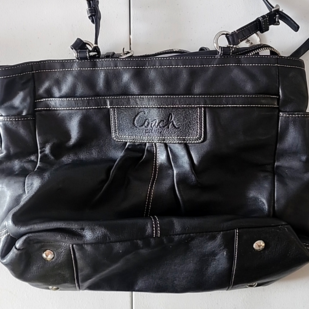 Coach F13759 Black Pleated East West Gallery Bag